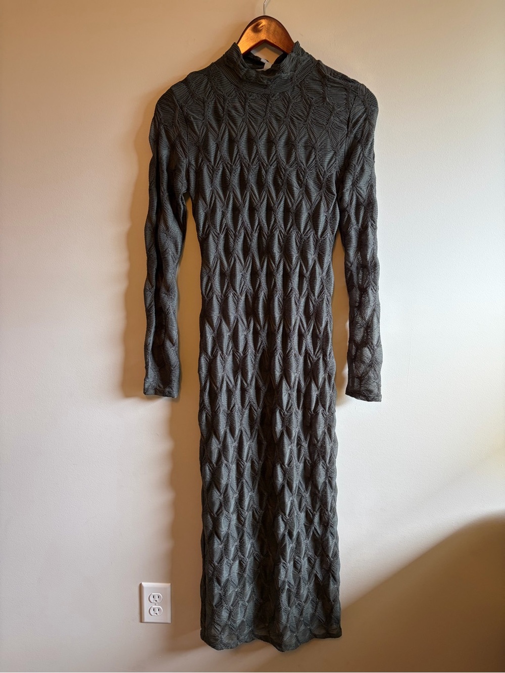 ANTONIO MELANI Olive Textured Knit Maxi Dress